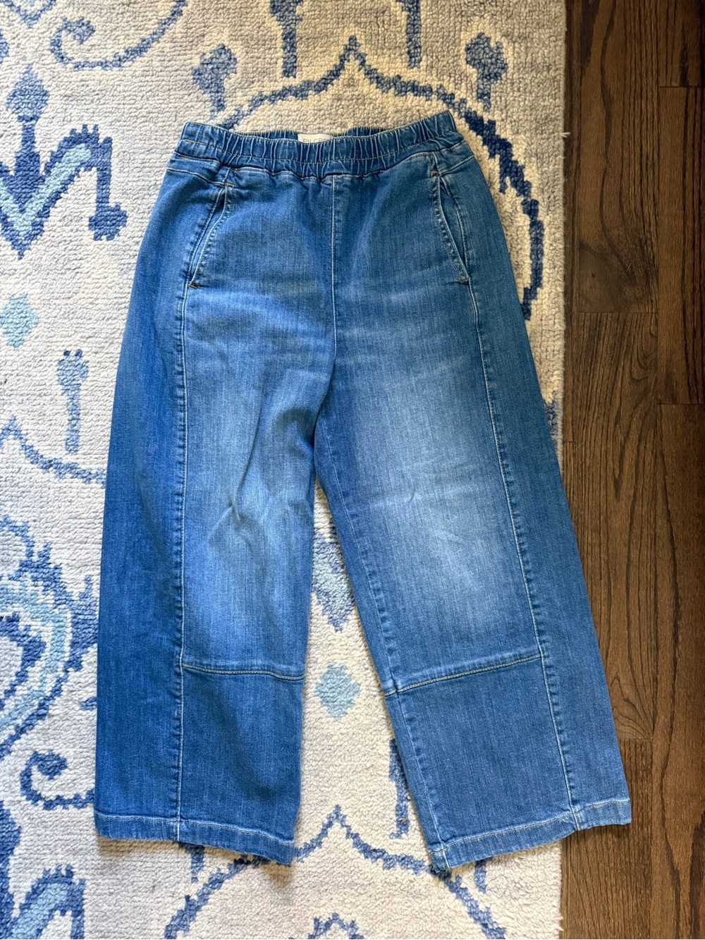 Pilcro Wide-Leg Pull-On Jeans in Blue
